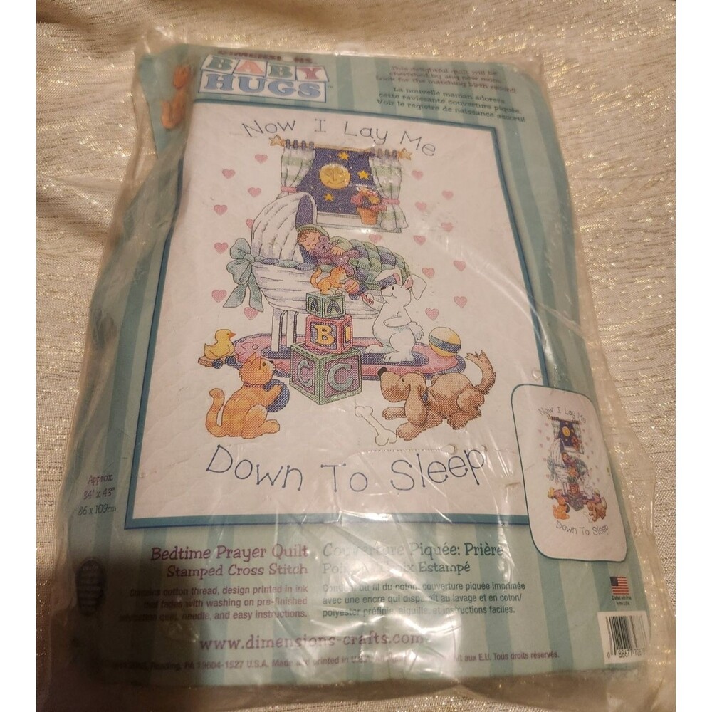 Dimensions Baby Hugs Now I Lay Me Down 2 Sleep Bedtime Prayer Quilt Cross Stitch
